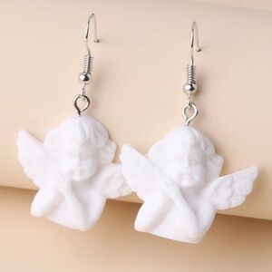 Angel baby cherub hanging dangle earrings